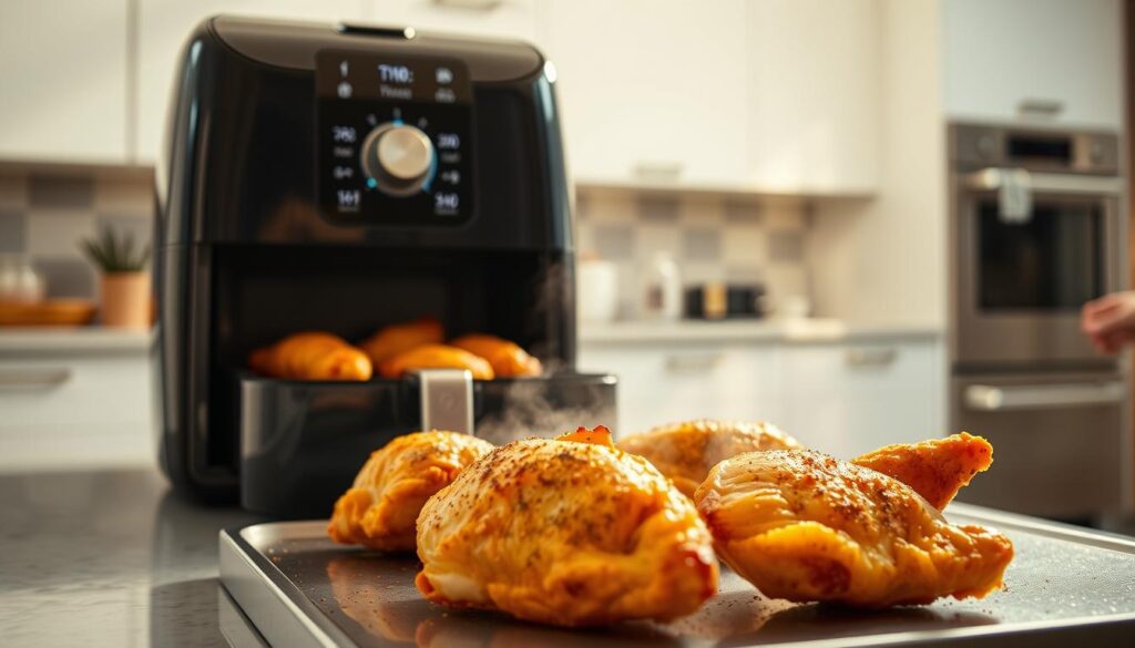 Air Fryer Chicken Quarters Cooking Process