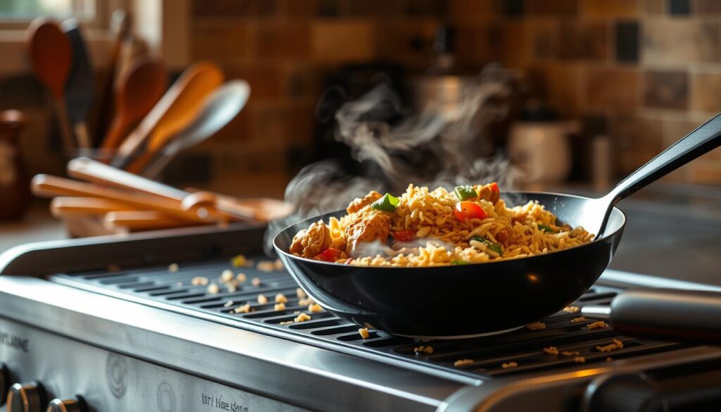 Blackstone Chicken Fried Rice Cooking Process