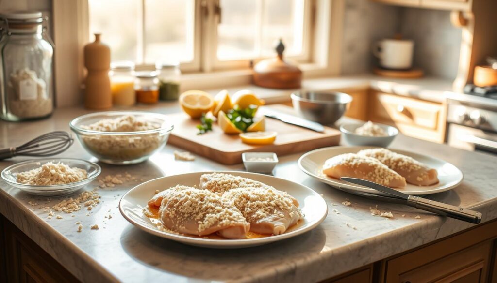 Parmesan Crusted Chicken Breading Station