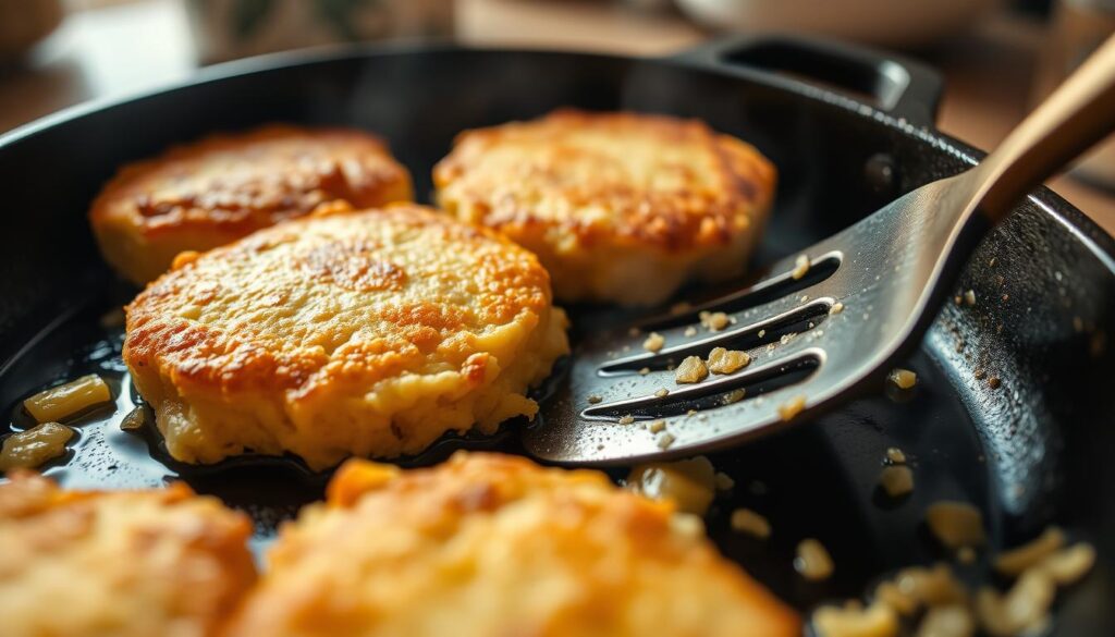 Southern grit cakes frying technique