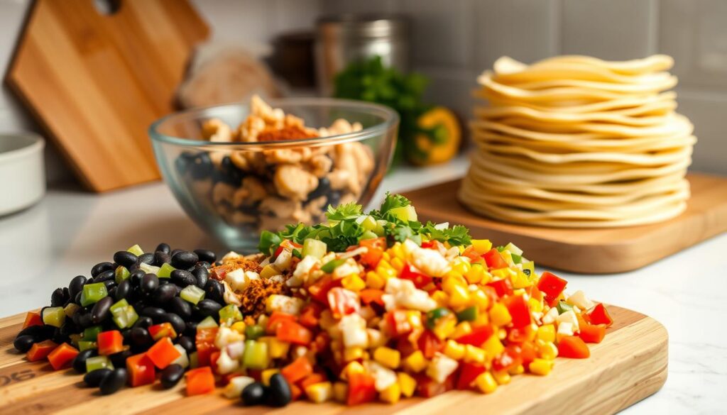 Southwest Egg Rolls Filling Preparation