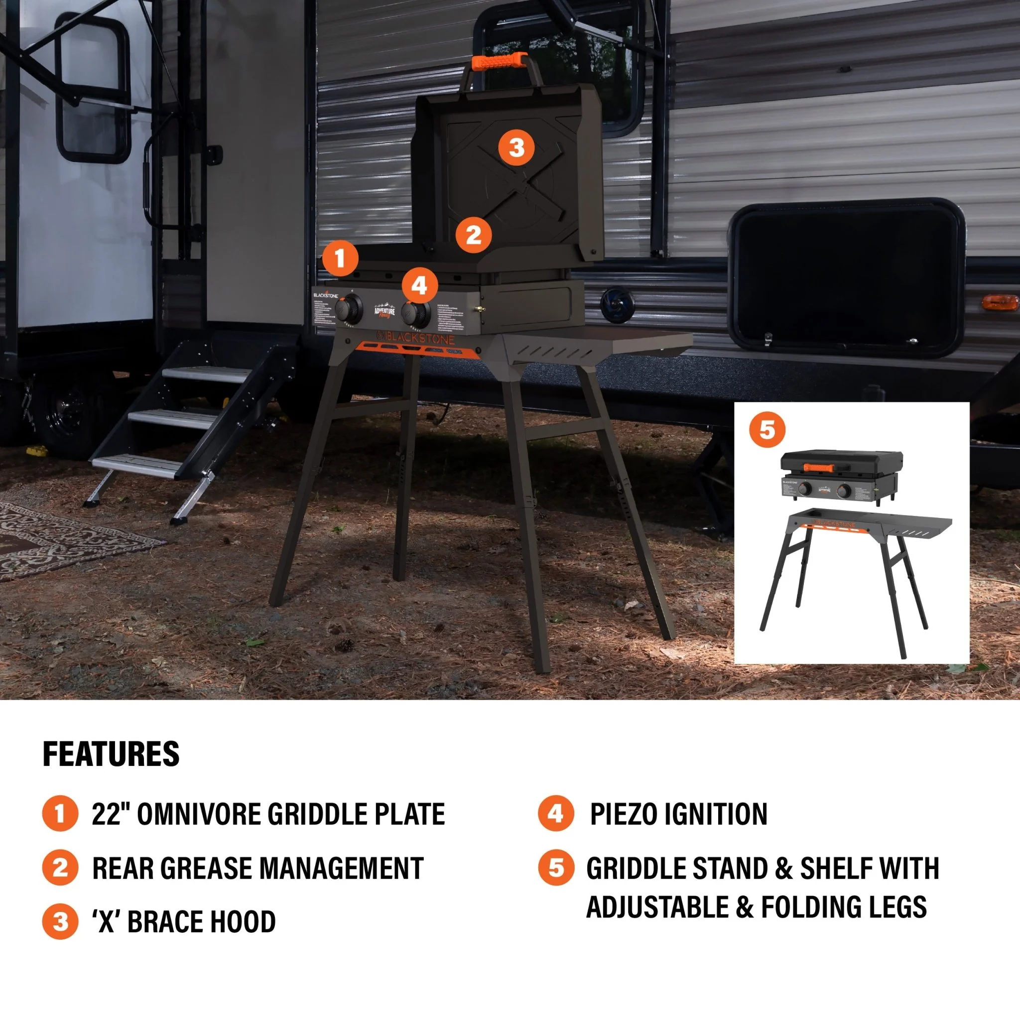 Adventure Ready 22” Griddle with Hood and Stand 4 Adventure Ready 22” Griddle with Hood and Stand