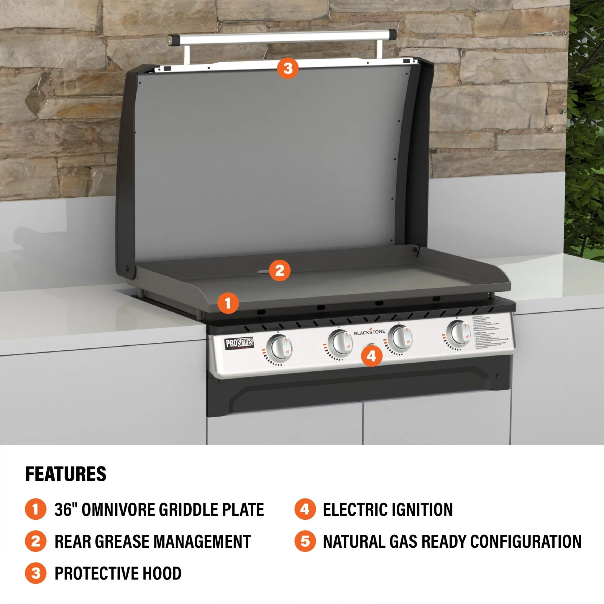 36" Drop-in Griddle with Hood (Natural Gas) 4 36" Drop-in Griddle with Hood (Natural Gas)