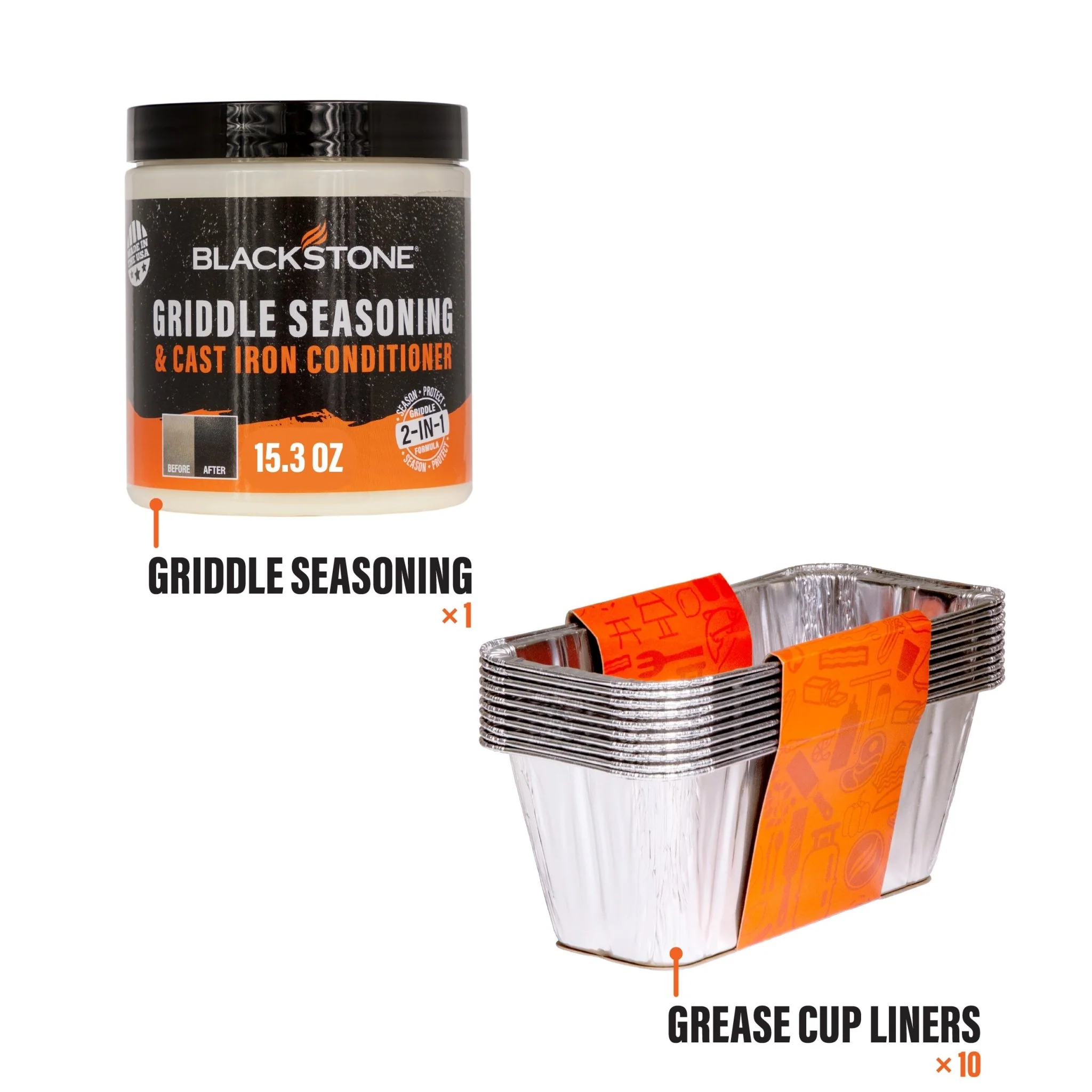 Griddle Seasoning and Grease Cup Liner Bundle 2 Griddle Seasoning and Grease Cup Liner Bundle