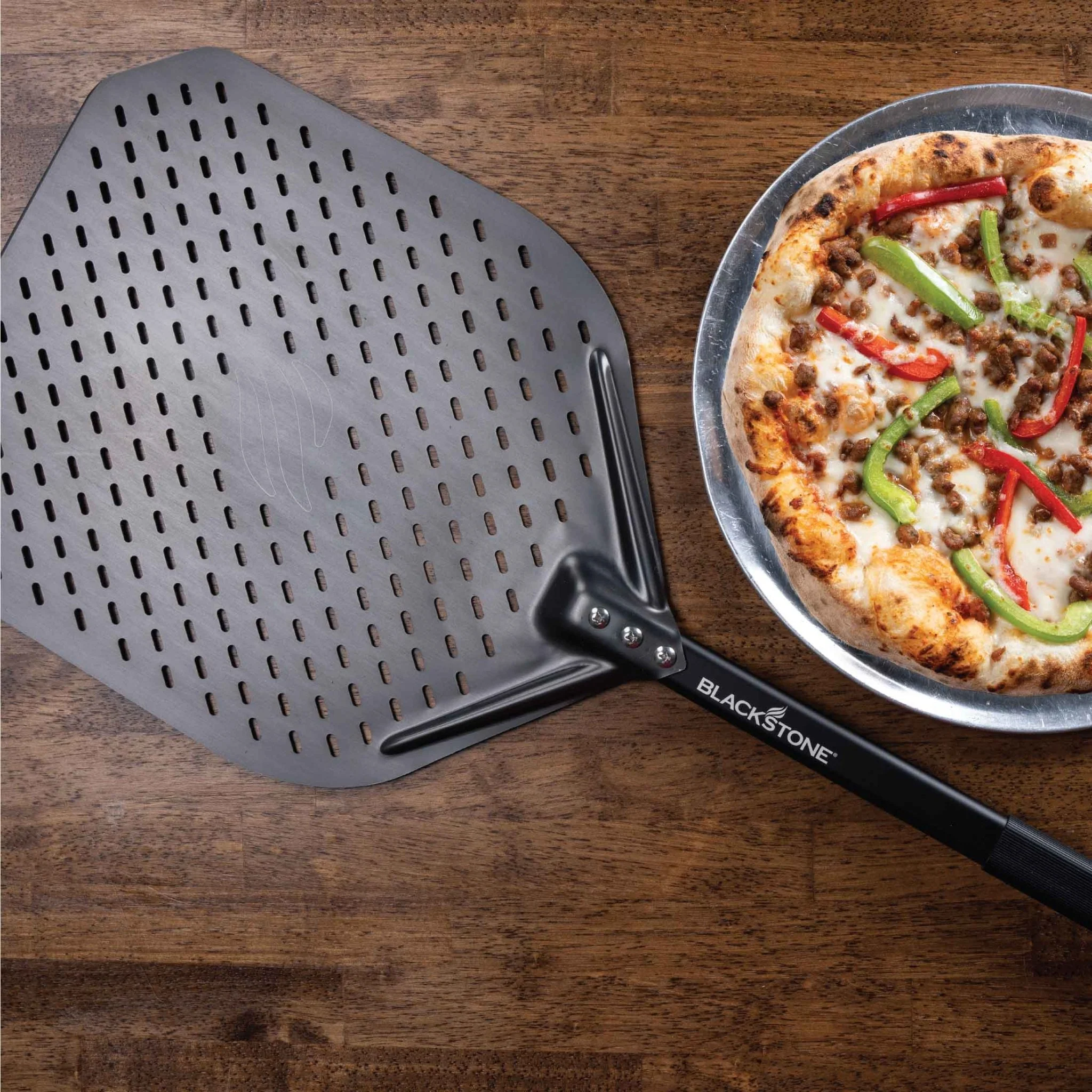 Perforated Aluminum Pizza Peel 2 Perforated Aluminum Pizza Peel